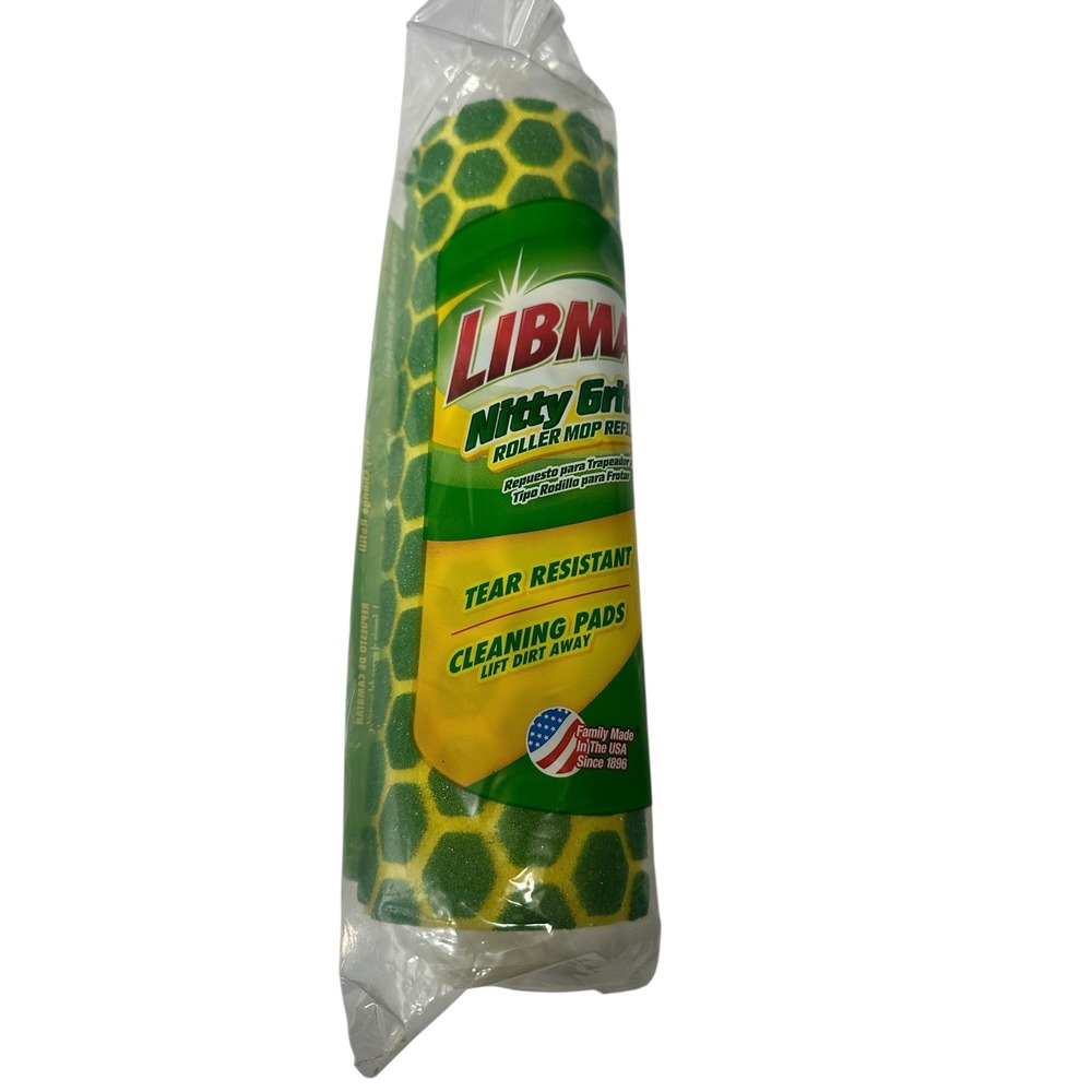 Libman Nitty Gritty Roller Mop‎ Refill Yellow/Green Tear-Resistant New Sealed